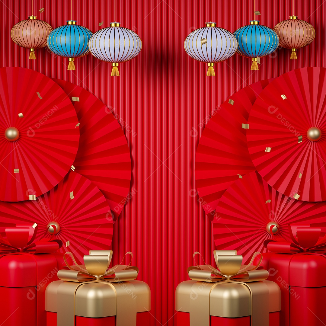 Renderização 3D Decoração de ano novo chinês