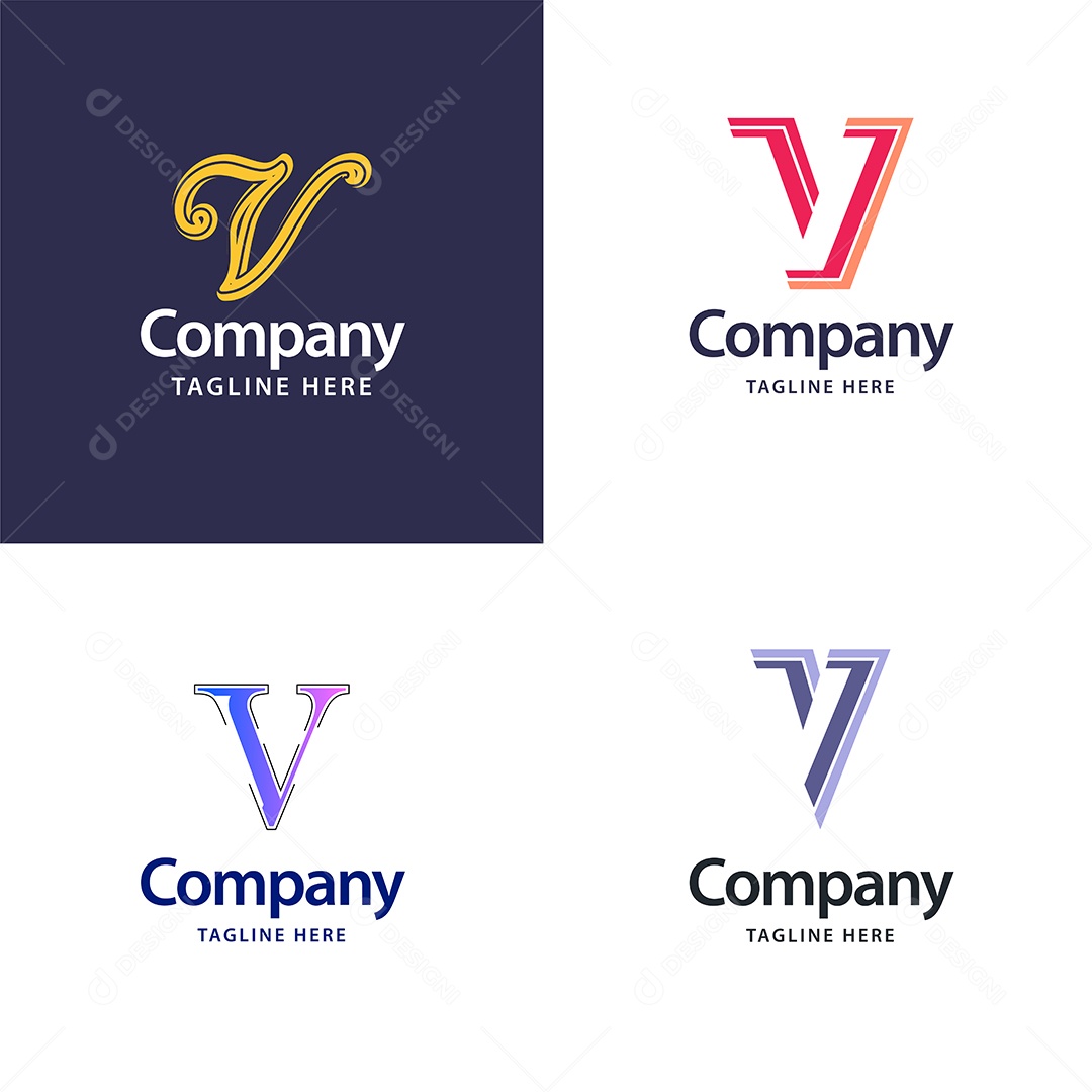 Logo V Logotipos Modernos AI Editável