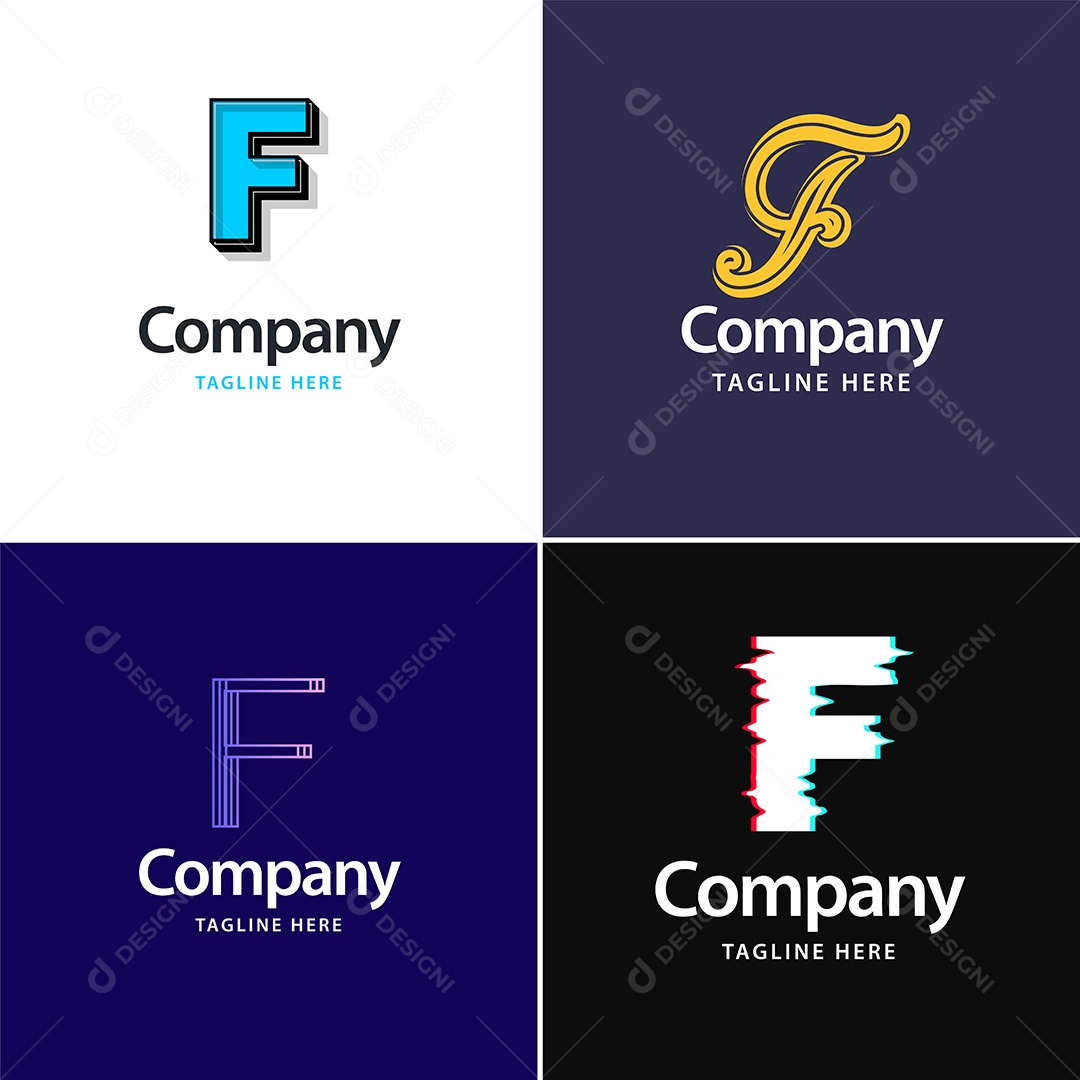 Logo F Personalizada Logotipos Modernos AI Editável