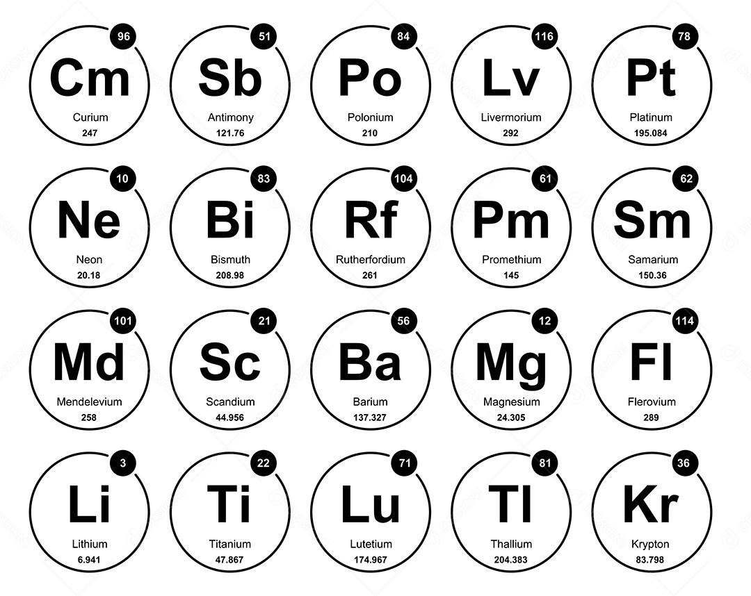 Tabela Periódica Colorida Ícones Vetor EPS