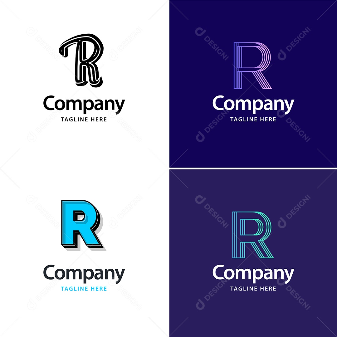 Logo R Personalizada Logotipos Modernos AI Editável