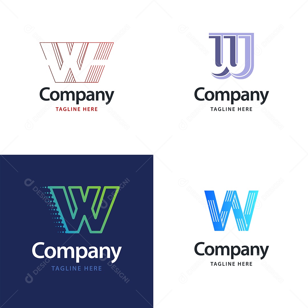Logo W Personalizada Logotipos Modernos AI Editável