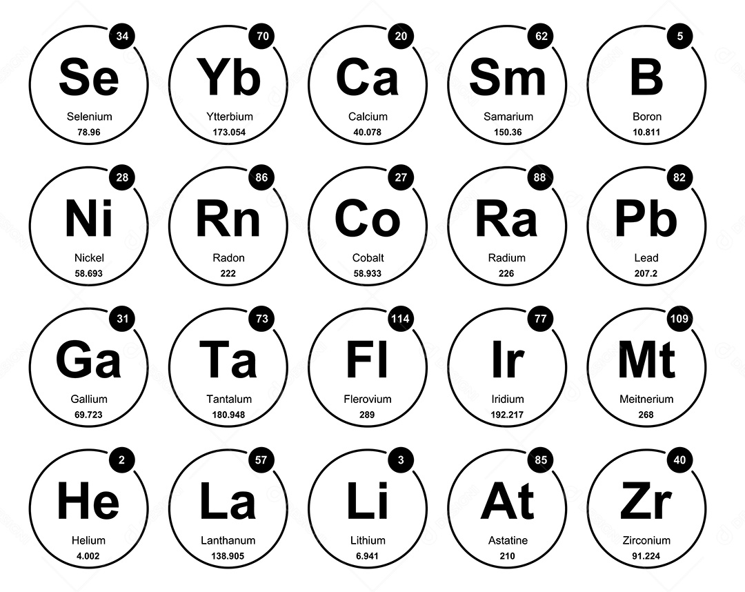 Tabela Periódica Colorida Ícones Vetor EPS