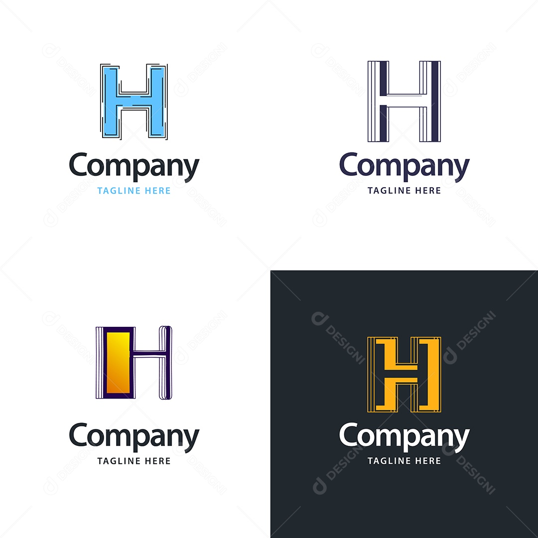 Logo H Personalizada Logotipos Modernos AI Editável
