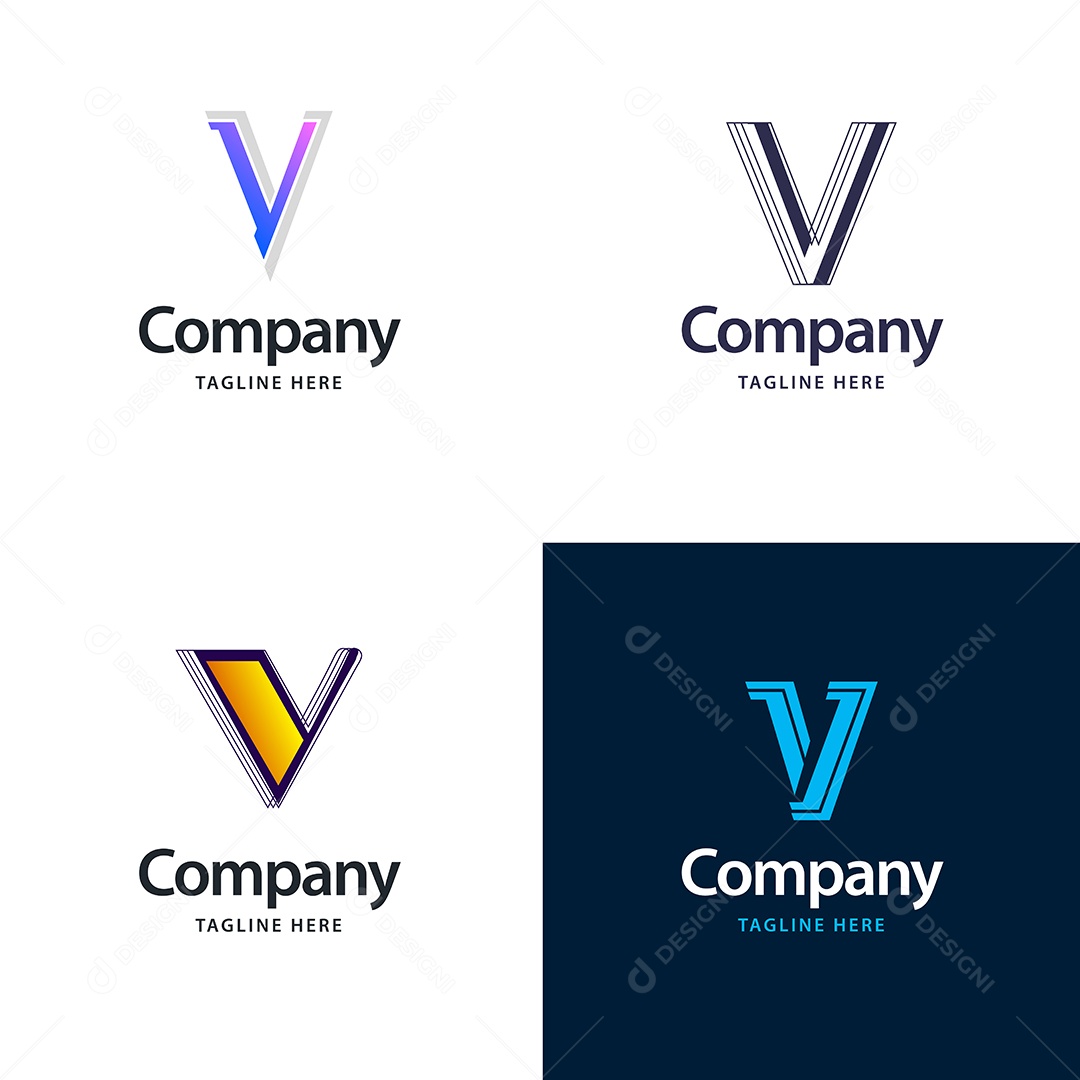 Logo V Personalizada Logotipos Modernos AI Editável