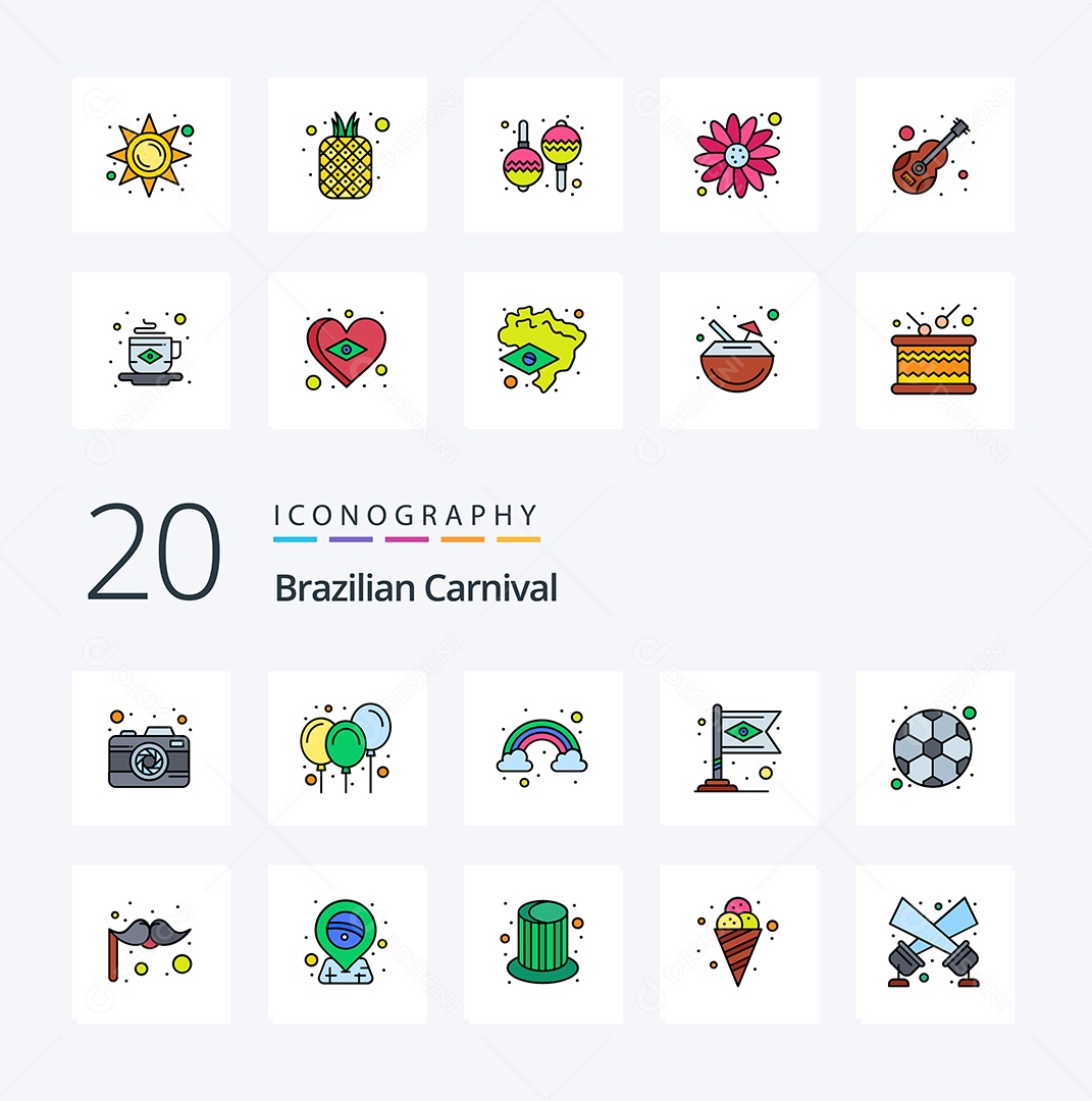 Pacote de Ícones e Elementos Carnaval do Brasil Vetores EPS