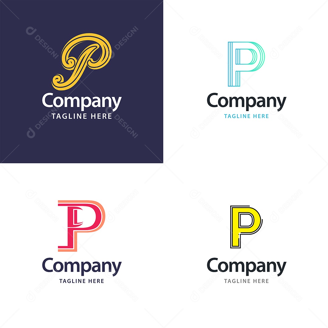 Logo P Personalizada Logotipos Modernos AI Editável