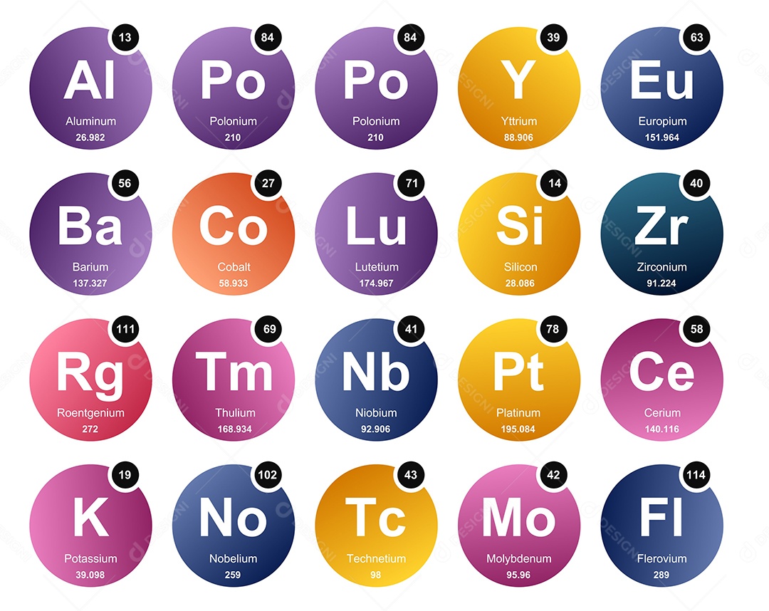 Tabela Periódica Colorida Ícones Vetor EPS