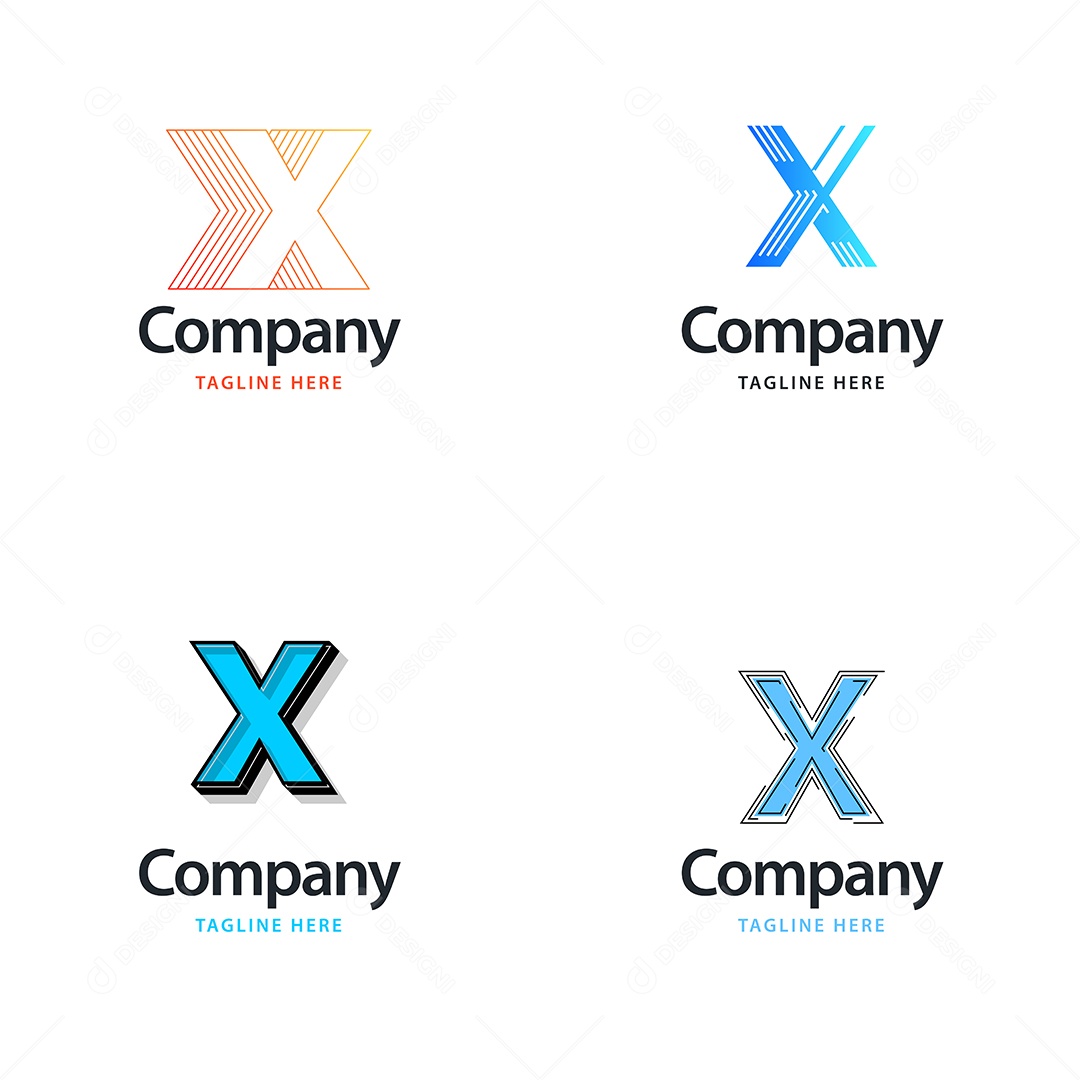 Logo X Personalizada Logotipos Modernos AI Editável