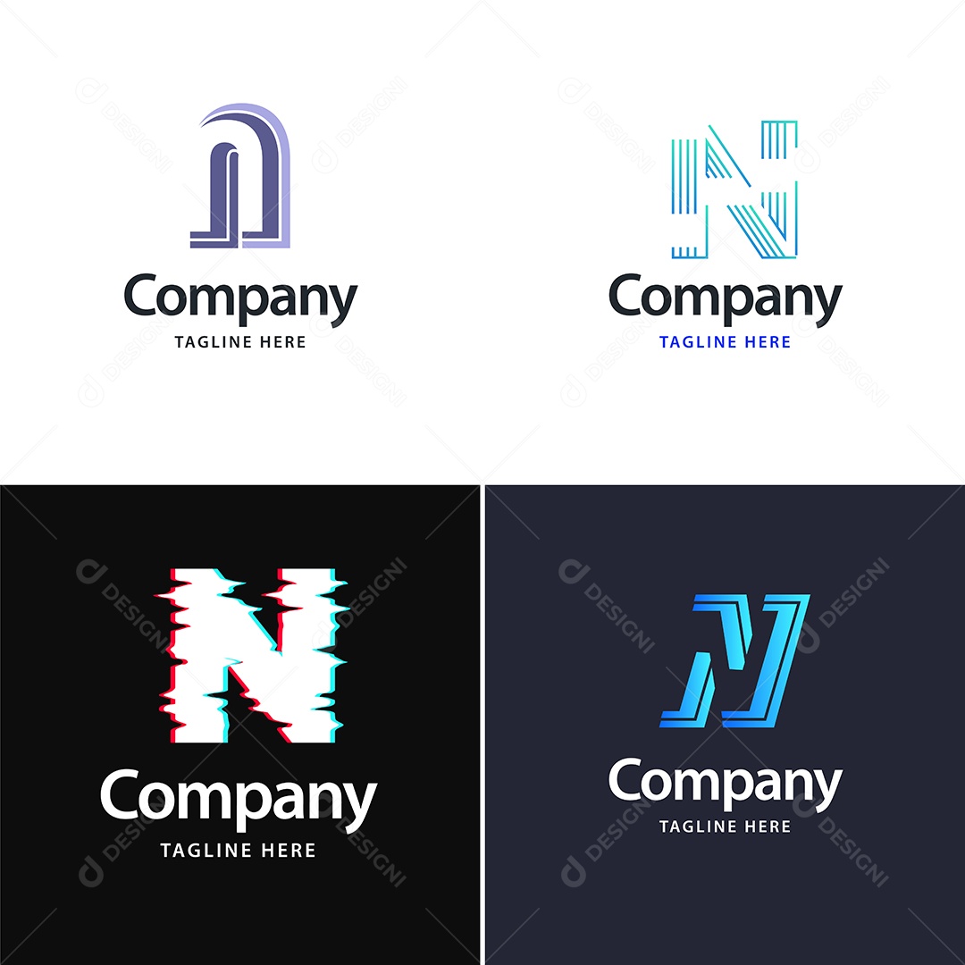 Logo N Personalizada Logotipos Modernos AI Editável
