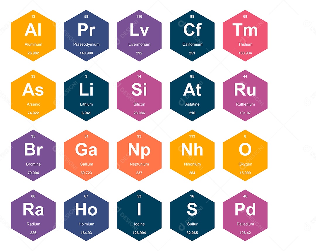Tabela Periódica Colorida Ícones Vetor EPS
