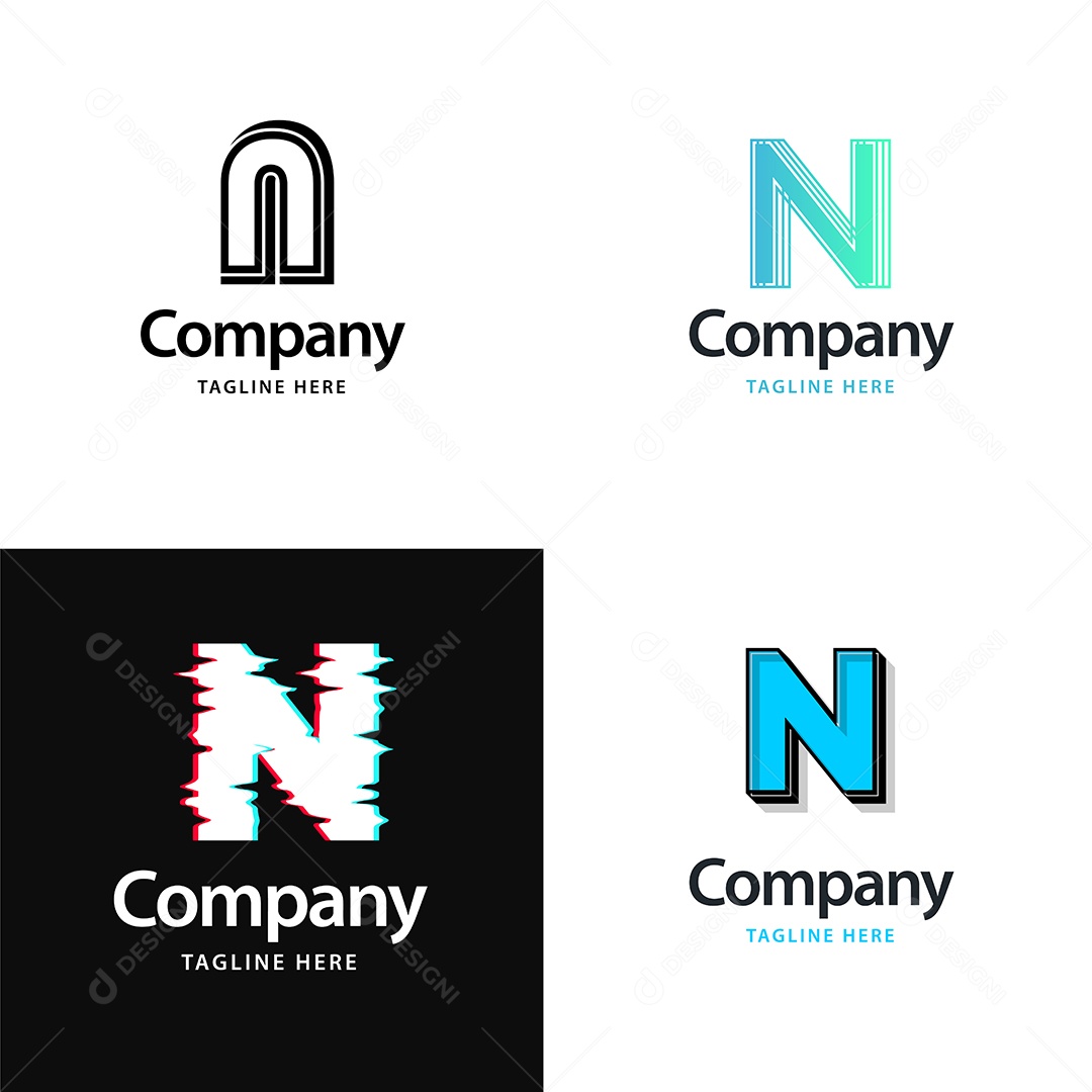 Logo N Personalizada Logotipos Modernos AI Editável