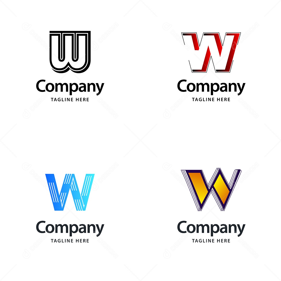 Logo W Personalizada Logotipos Modernos AI Editável