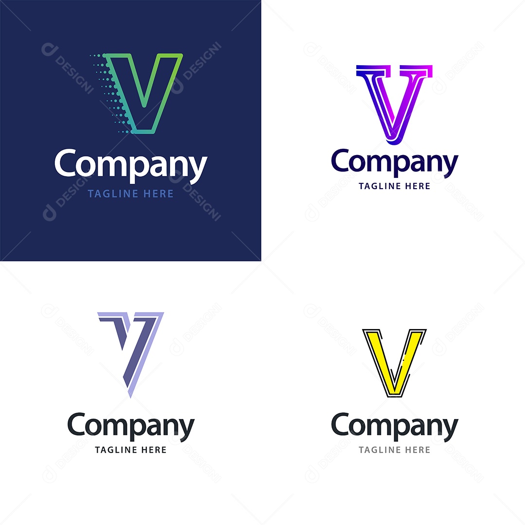 Logo V Personalizada Logotipos Modernos AI Editável