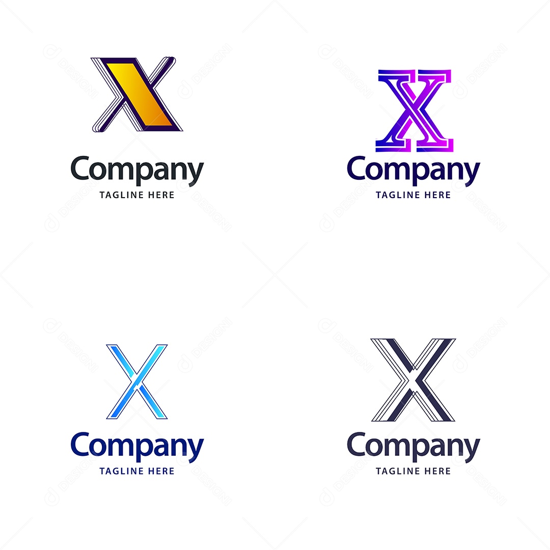 Logo X Personalizada Logotipos Modernos AI Editável