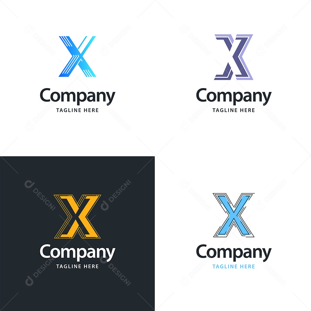 Logo X Personalizada Logotipos Modernos AI Editável