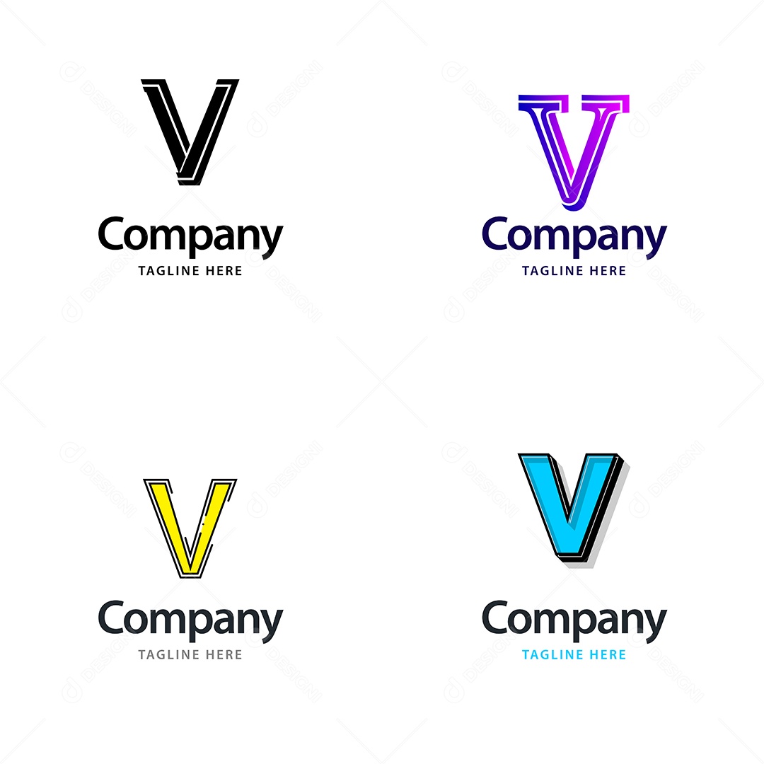 Logo V Personalizada Logotipos Modernos AI Editável
