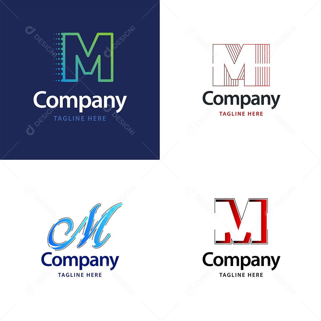 Logo M Personalizada Logotipos Modernos AI Editável