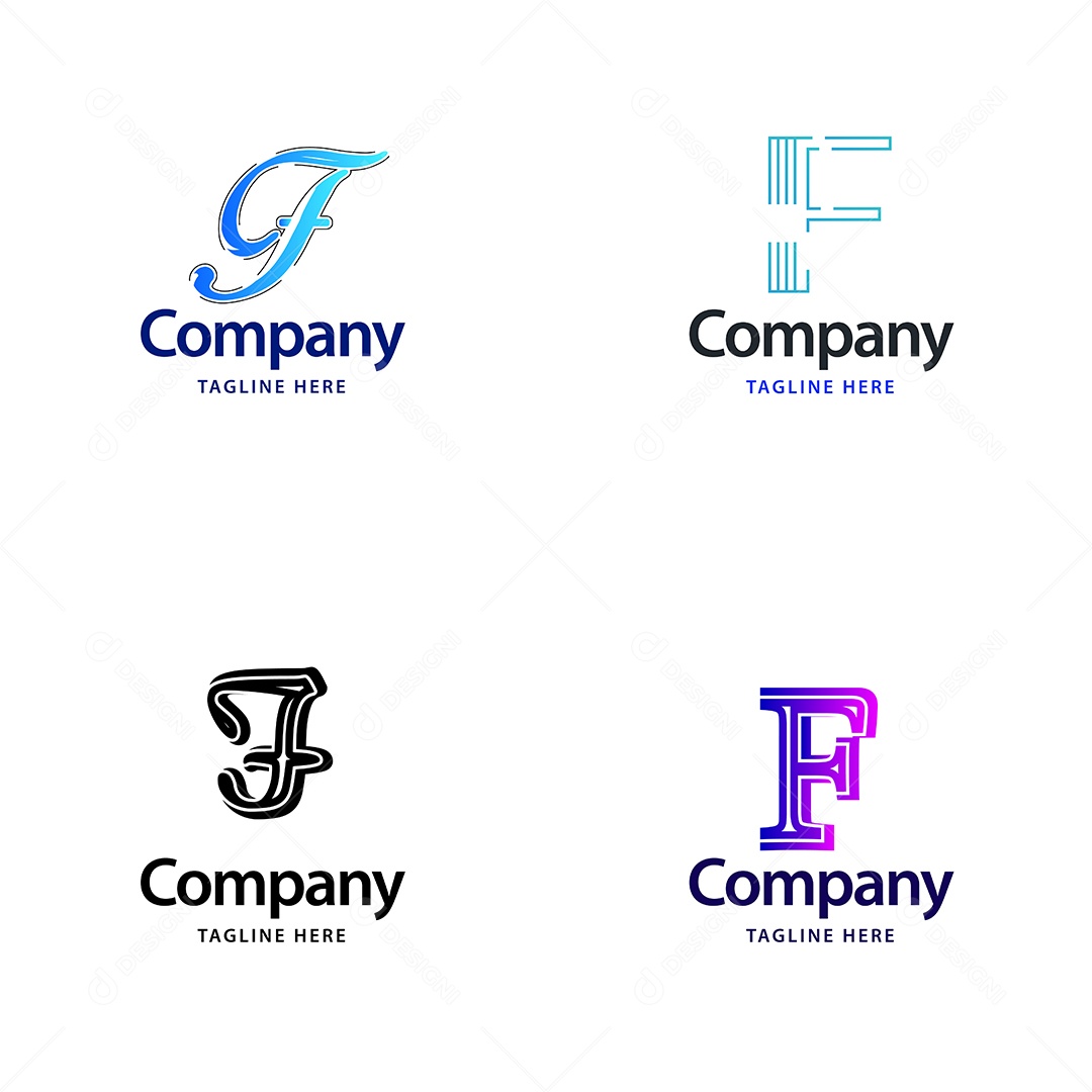 Logo F Personalizada Logotipos Modernos AI Editável