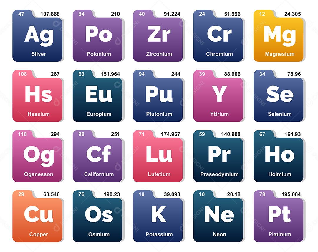 Tabela Periódica Colorida Ícones Vetor EPS