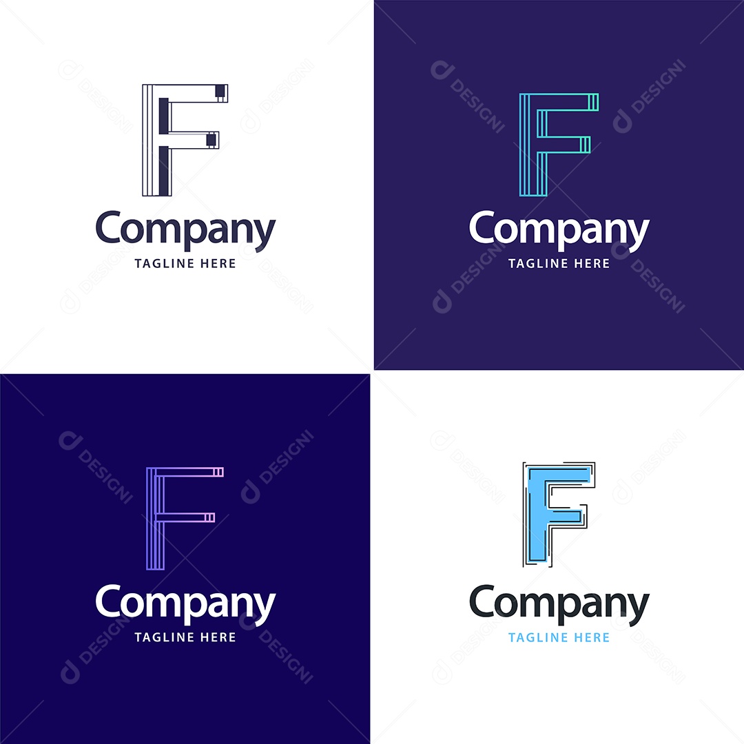 Logo F Personalizada Logotipos Modernos AI Editável