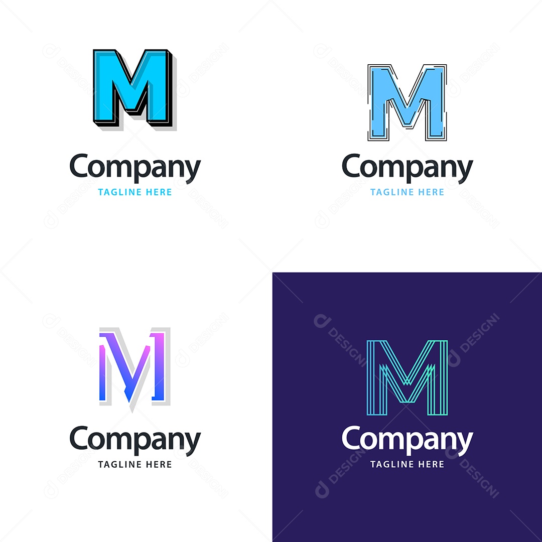 Logo M Personalizada Logotipos Modernos AI Editável