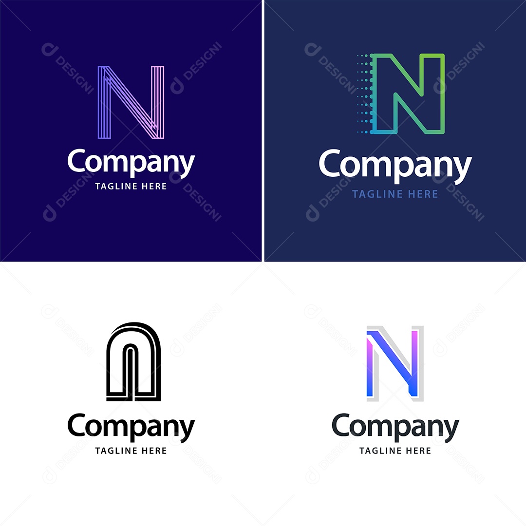Logo N Personalizada Logotipos Modernos AI Editável