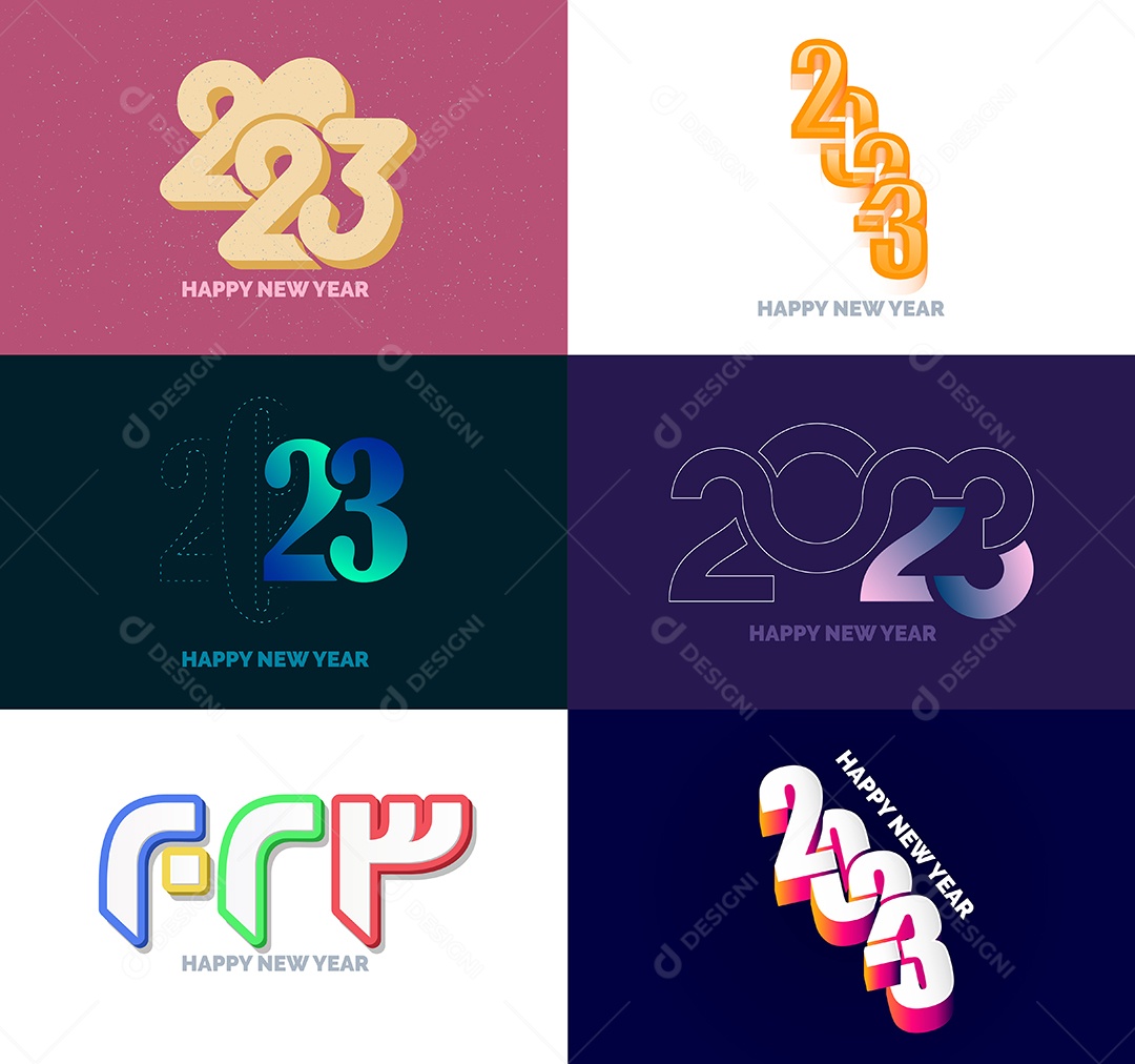 Grande coleção de símbolos de Feliz Ano Novo de 2023 Capa de negócios Vetor EPS