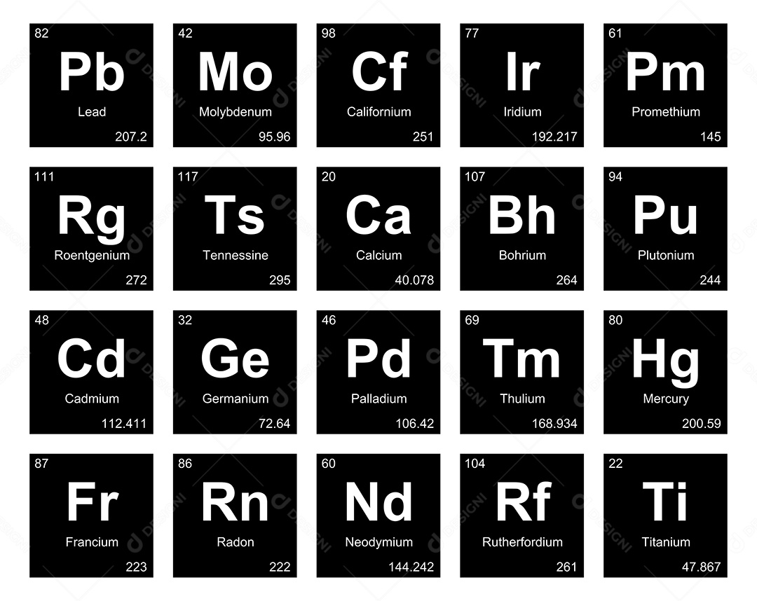 Tabela Periódica Ícones Vetor EPS