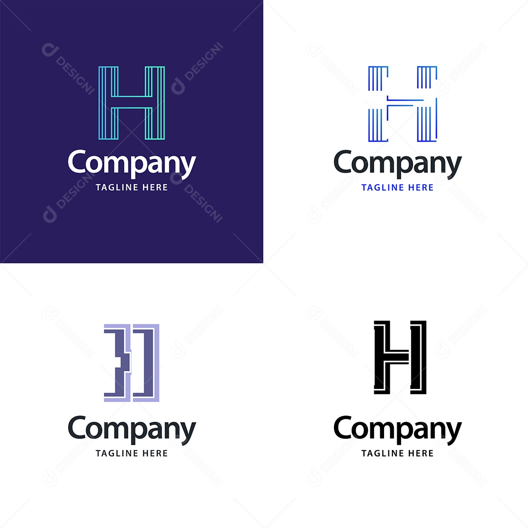 Logo H Personalizada Logotipos Modernos AI Editável