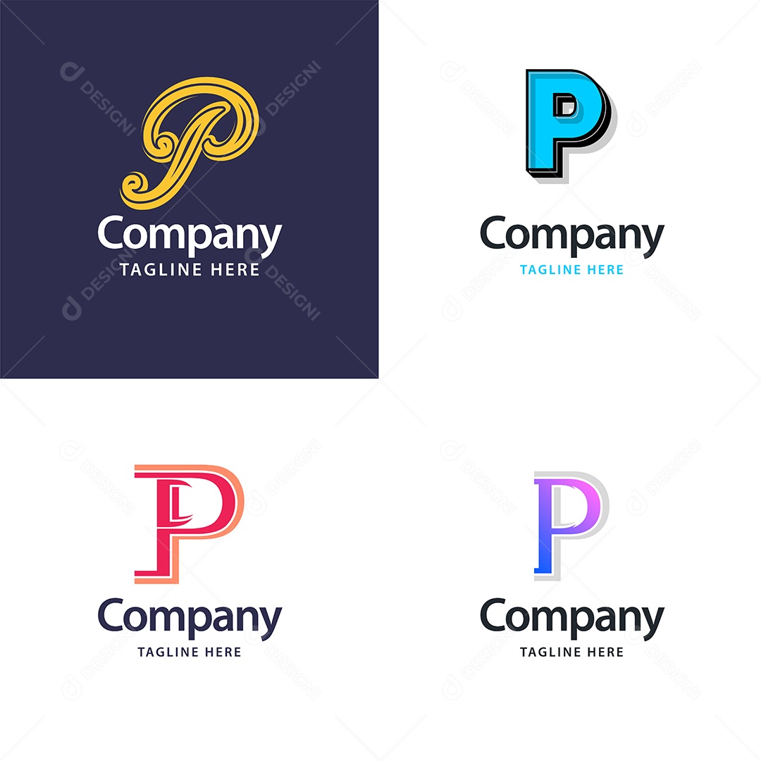 Logo P Personalizada Logotipos Modernos AI Editável
