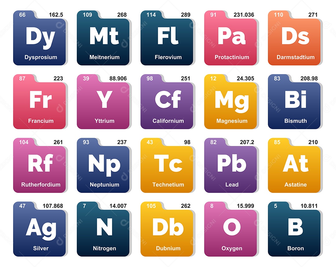 Tabela Periódica Colorida Ícones Vetor EPS