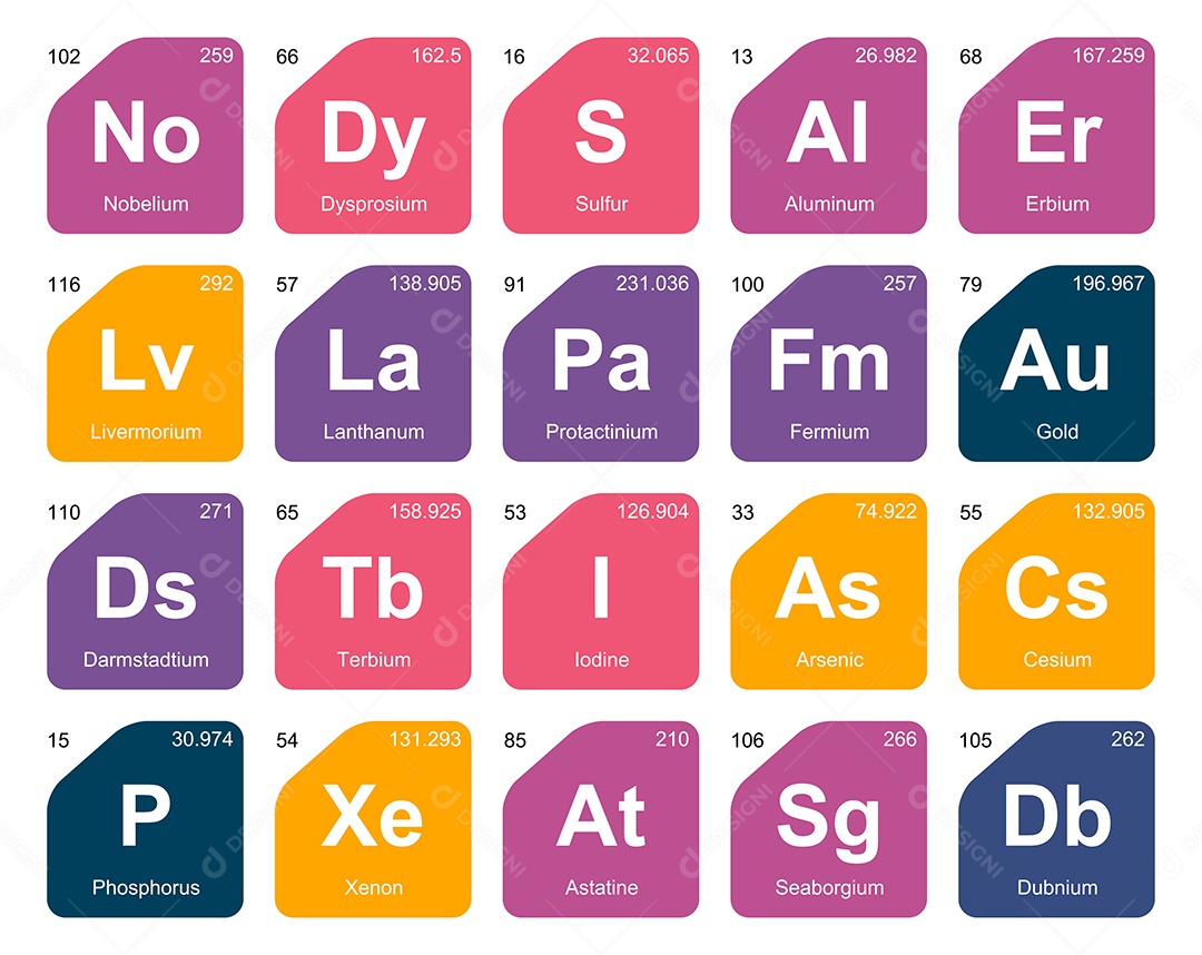 Tabela Periódica Colorida Ícones Vetor EPS