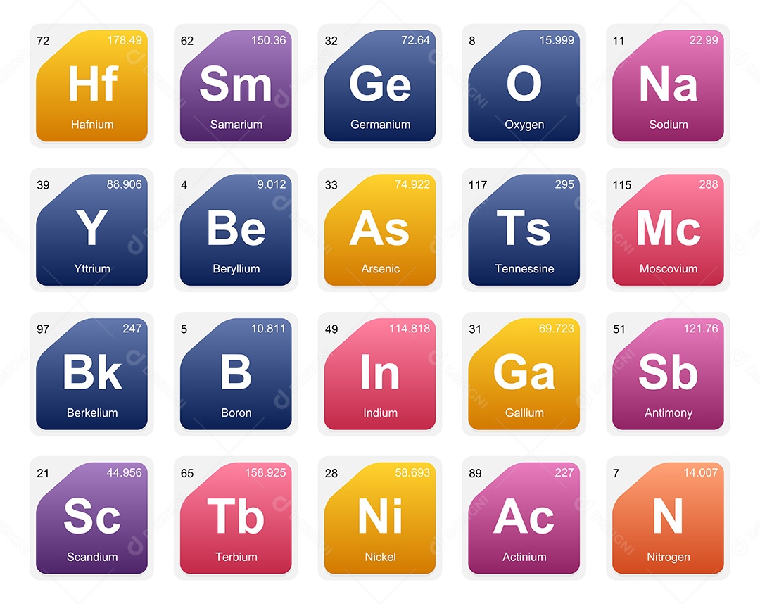 Tabela Periódica Colorida Ícones Vetor EPS