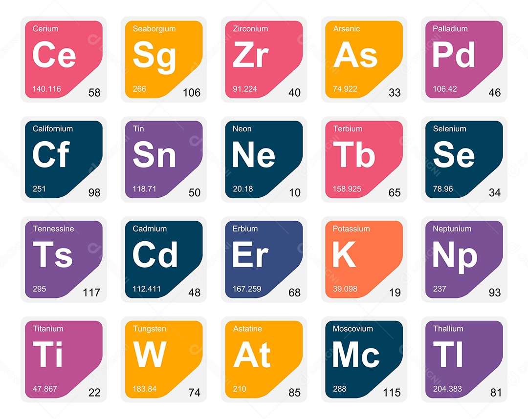 Tabela Periódica Colorida Ícones Vetor EPS