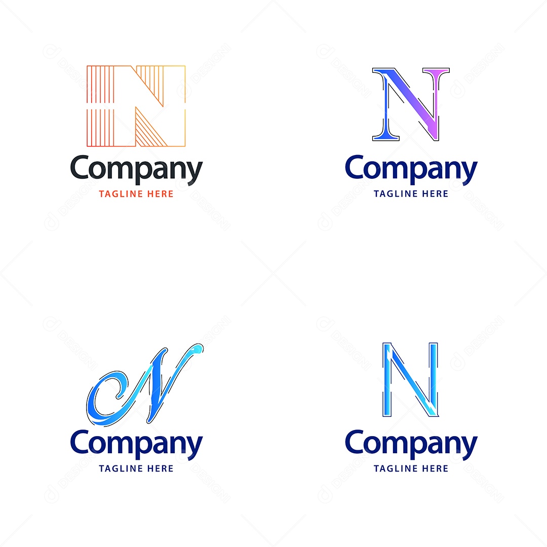 Logo N Personalizada Logotipos Modernos AI Editável
