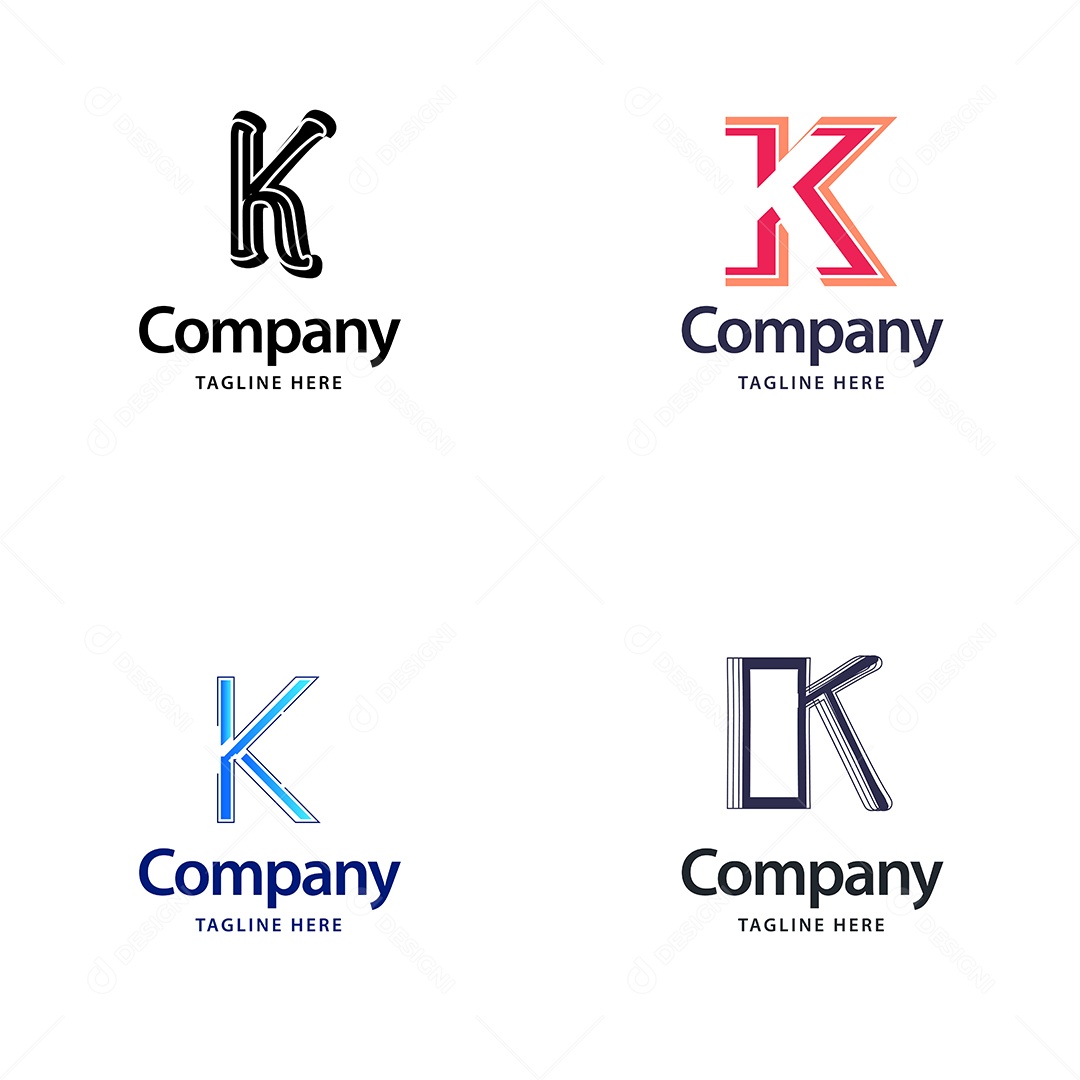 Logo K Personalizada Logotipos Modernos AI Editável