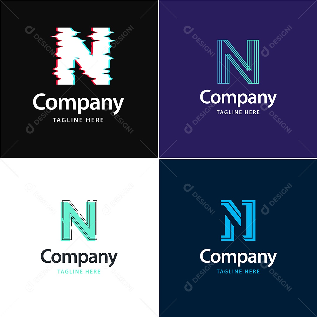 Logo N Personalizada Logotipos Modernos AI Editável