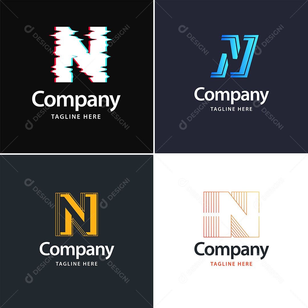 Logo N Personalizada Logotipos Modernos AI Editável