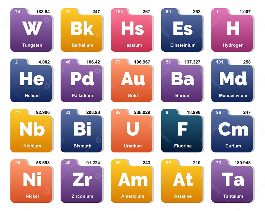 Tabela Periódica Colorida Ícones Vetor EPS