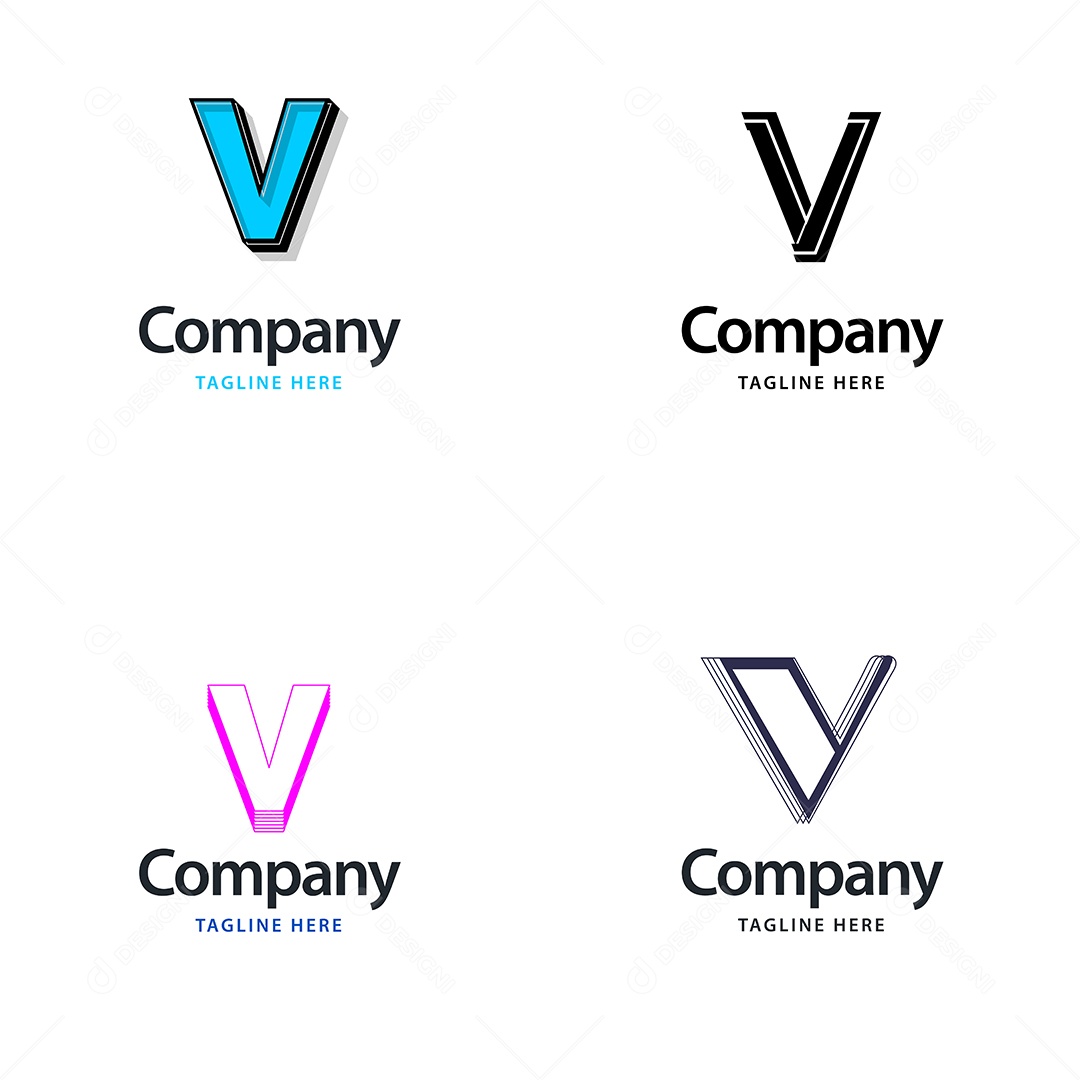 Logo V Personalizada Logotipos Modernos AI Editável