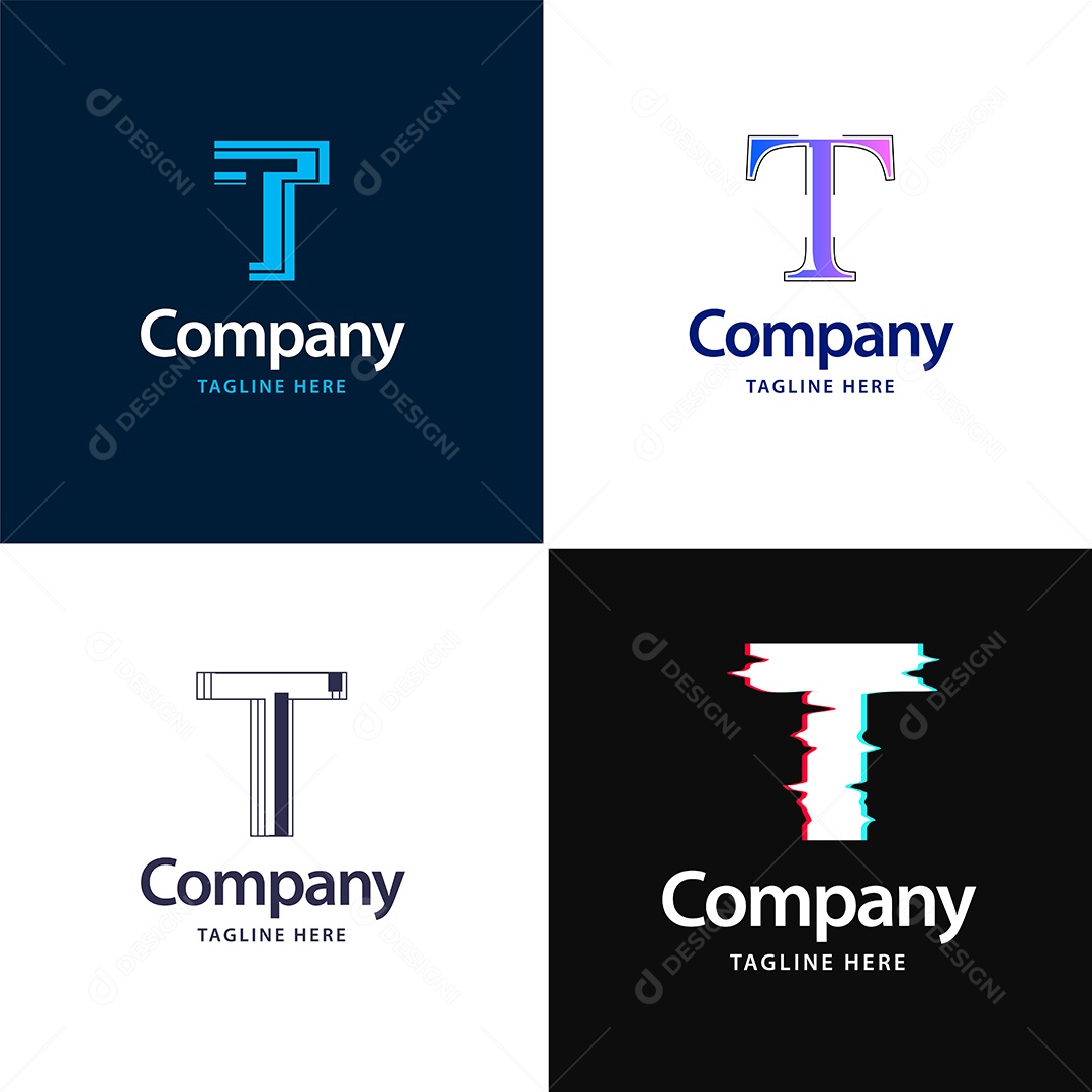 Logo T Personalizada Logotipos Modernos AI Editável