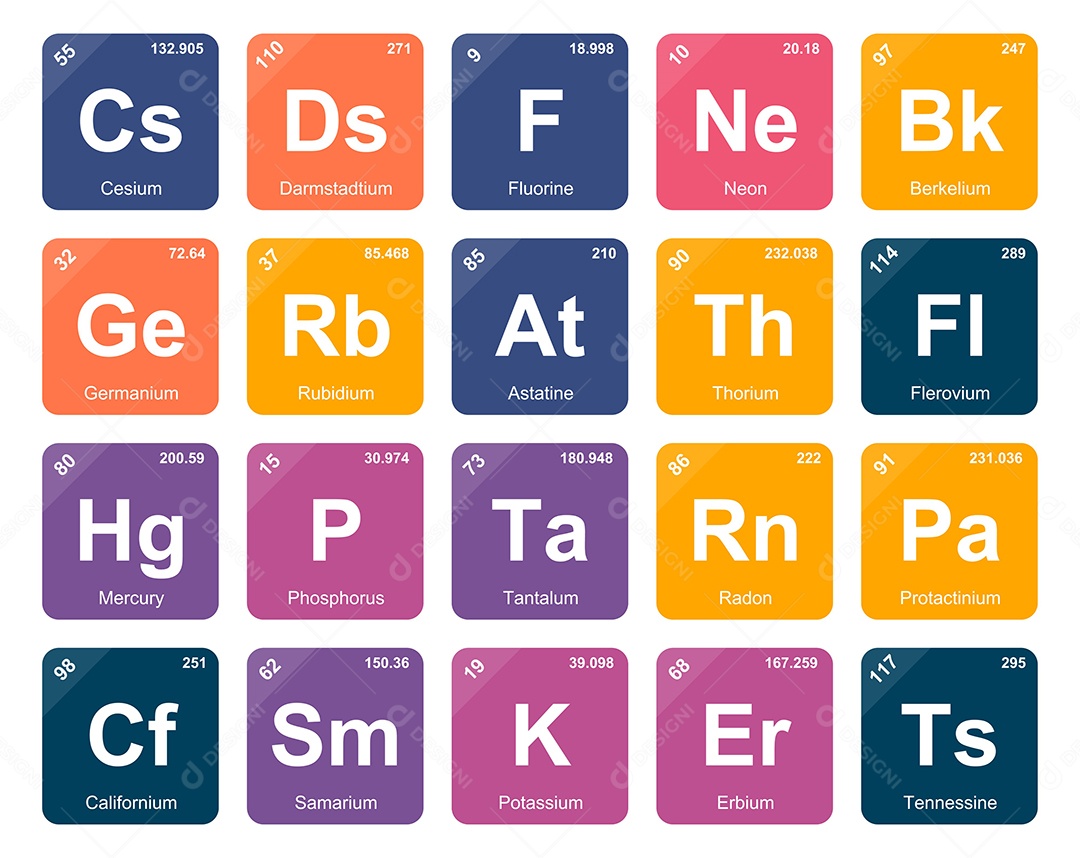 Tabela Periódica Colorida Ícones Vetor EPS