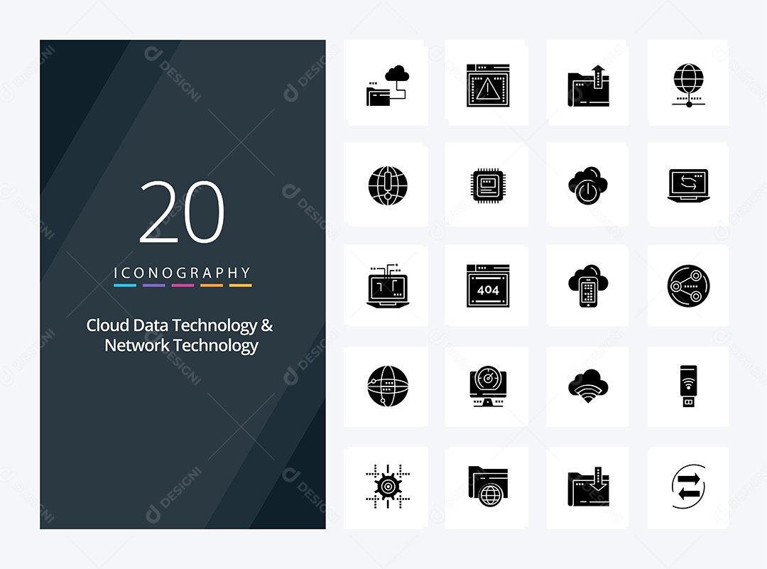 Pacote de ícones de Rede de Tecnologia de Dados em Nuvem Vetores EPS
