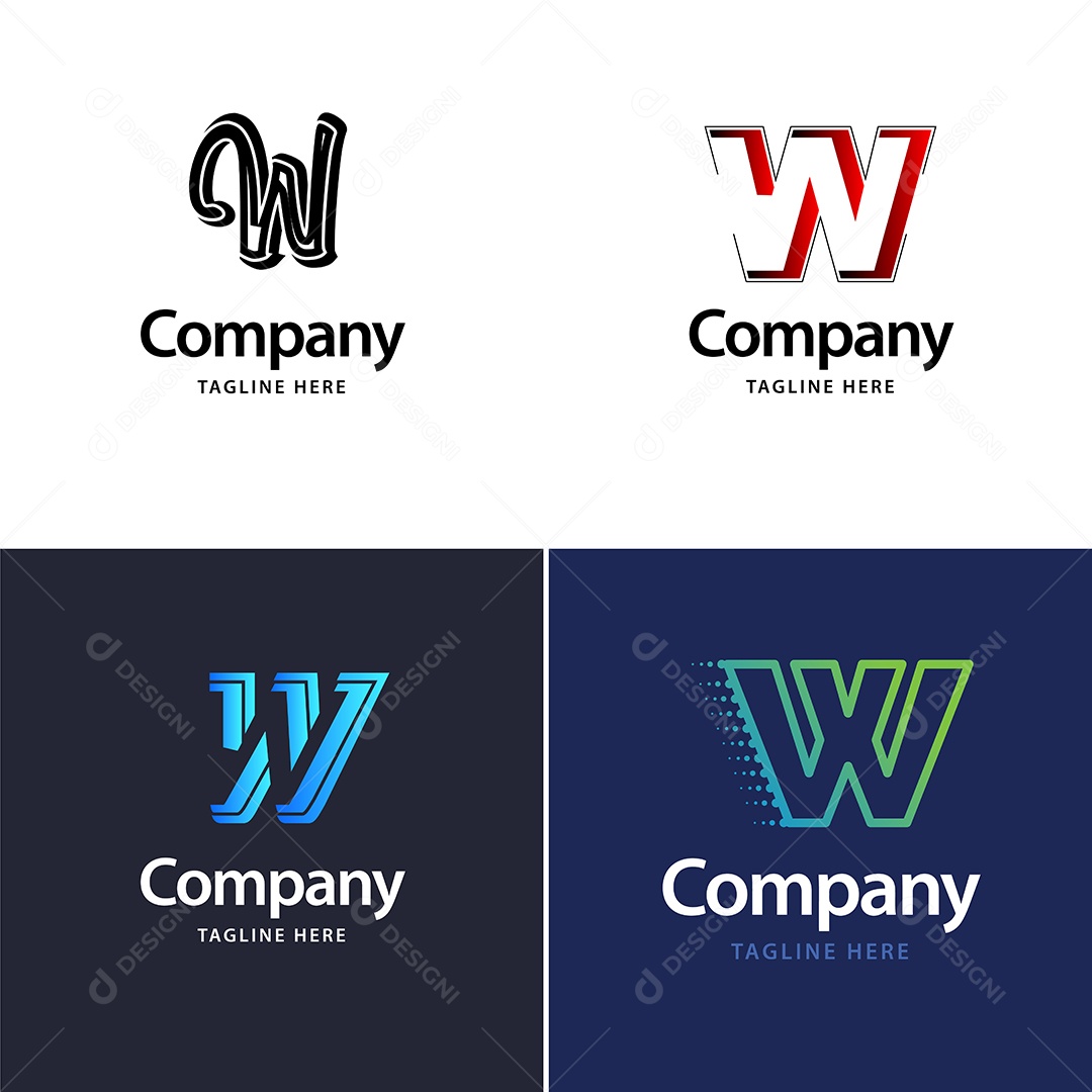 Logo W Personalizada Logotipos Modernos AI Editável