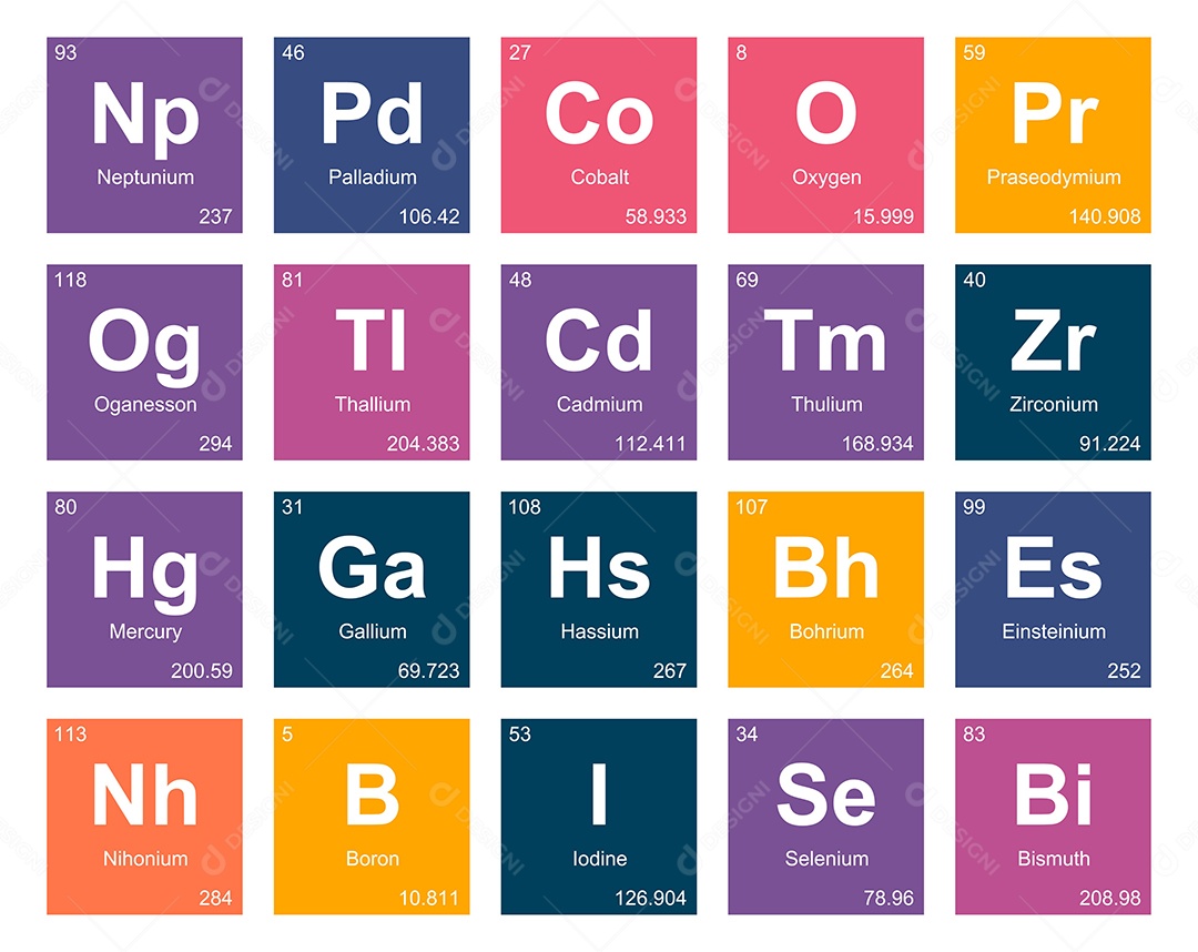 Tabela Periódica Colorida Ícones Vetor EPS