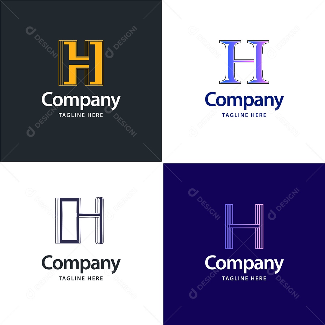 Logo H Personalizada Logotipos Modernos AI Editável