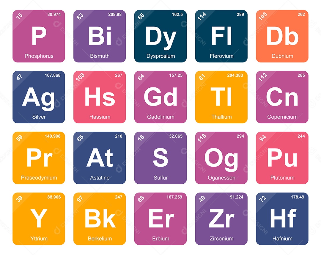Tabela Periódica Colorida Ícones Vetor EPS