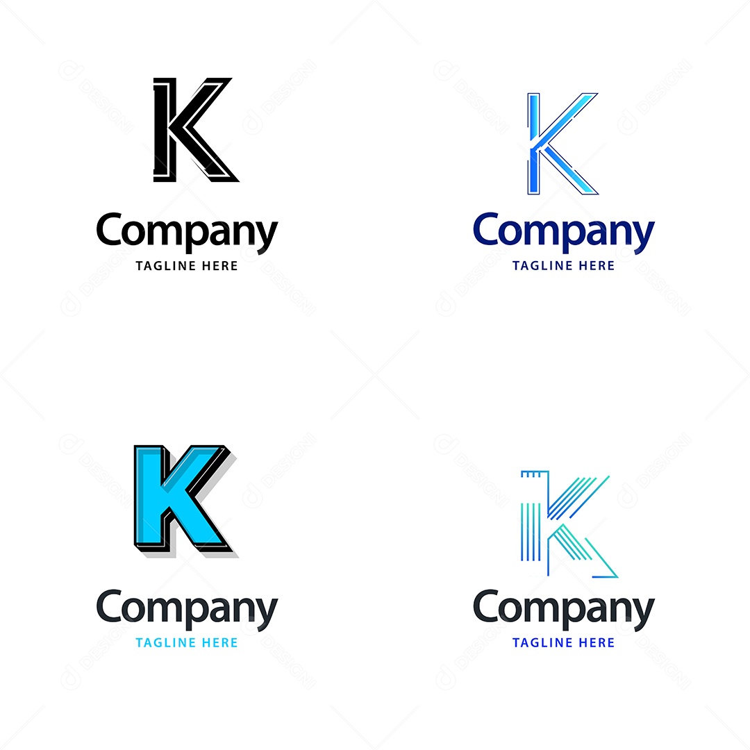 Logo K Personalizada Logotipos Modernos AI Editável