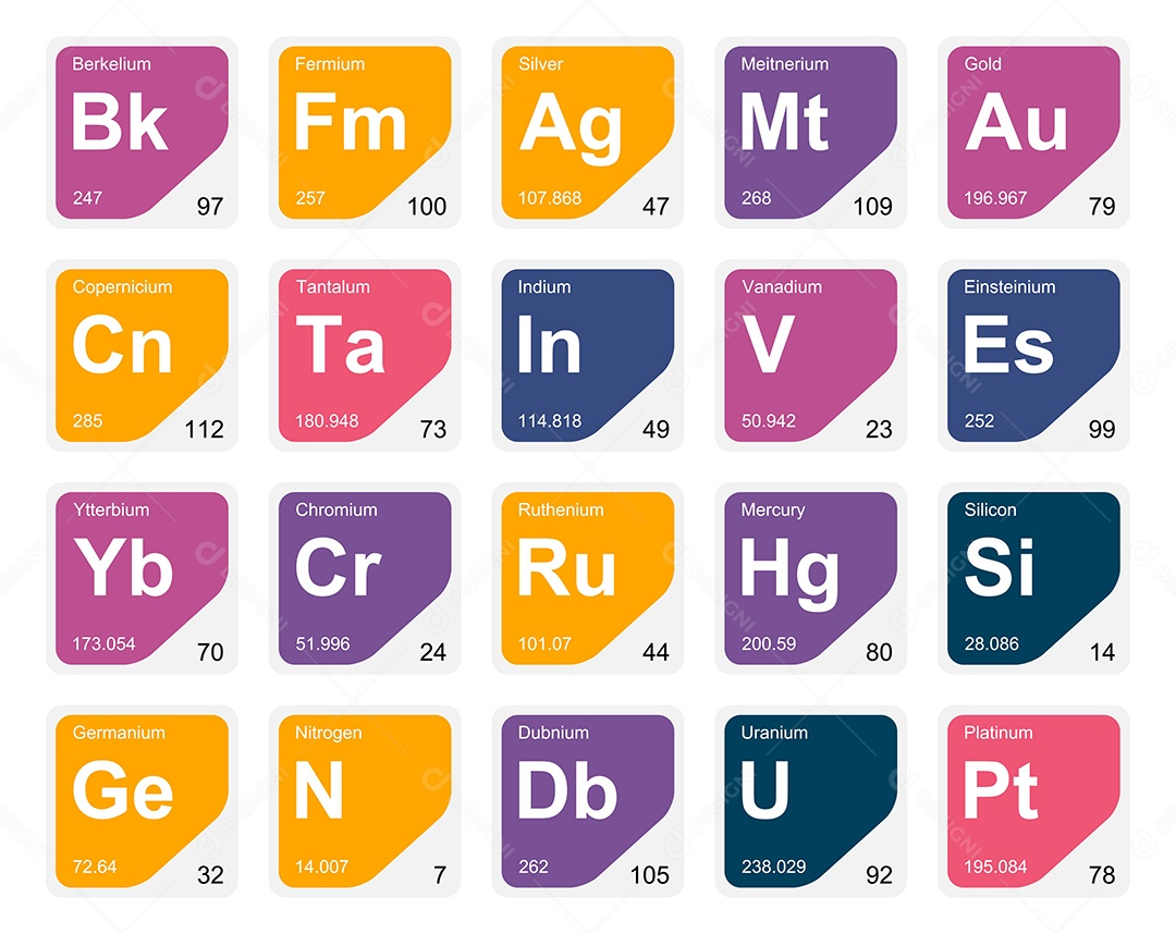 Tabela Periódica Colorida Ícones Vetor EPS